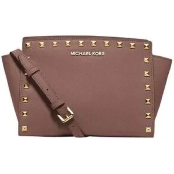 NWOT **Michael Kors Medium Stud Selma Messenger Cross Body Dusty Rose